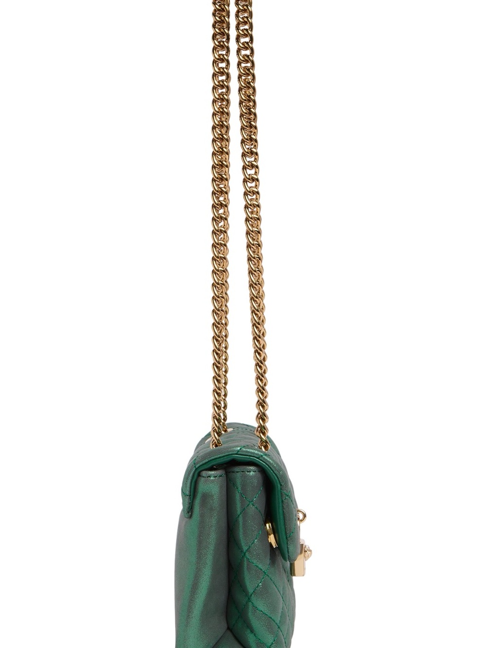 Kurk Geiger Metallic Emerald Quilted Crossbody with Gold Chain Strap - Picture 6 of 7